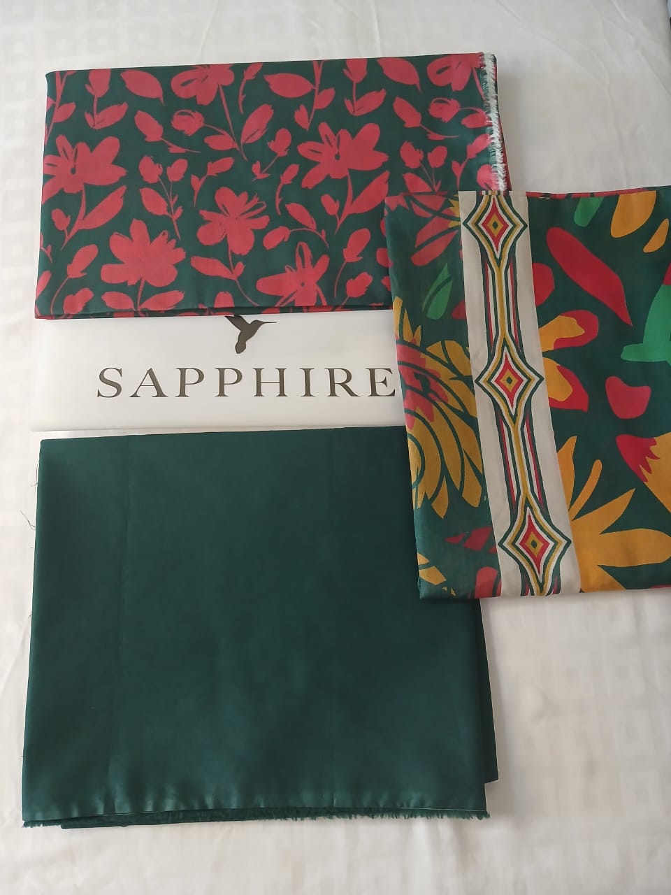 sapphire dark green floral lawn suit styled bold summer outfit women