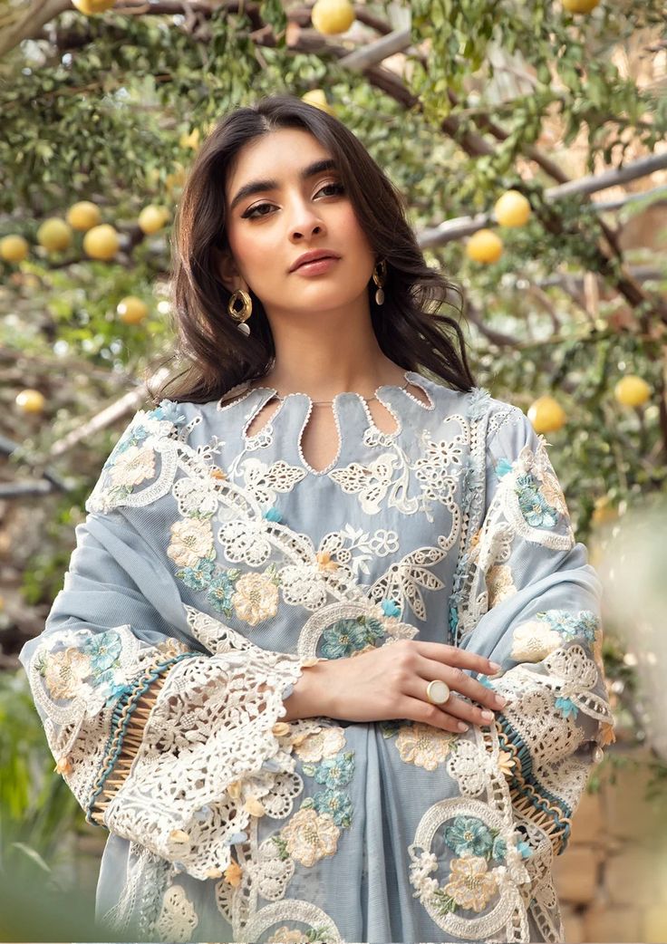 Luxury lawn embroidered dresses collection by Aladeen Fabrics