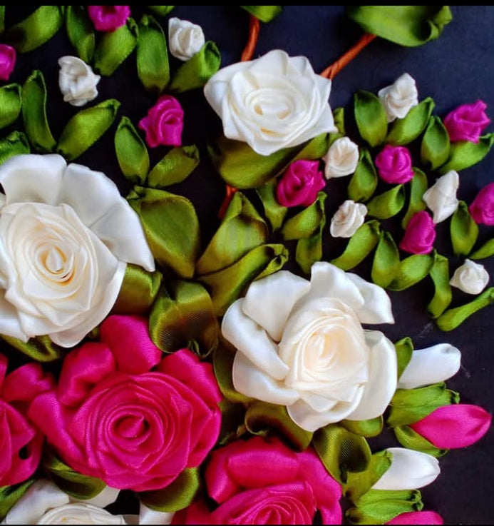 hand-embroidered-ribbon-work-floral-design
