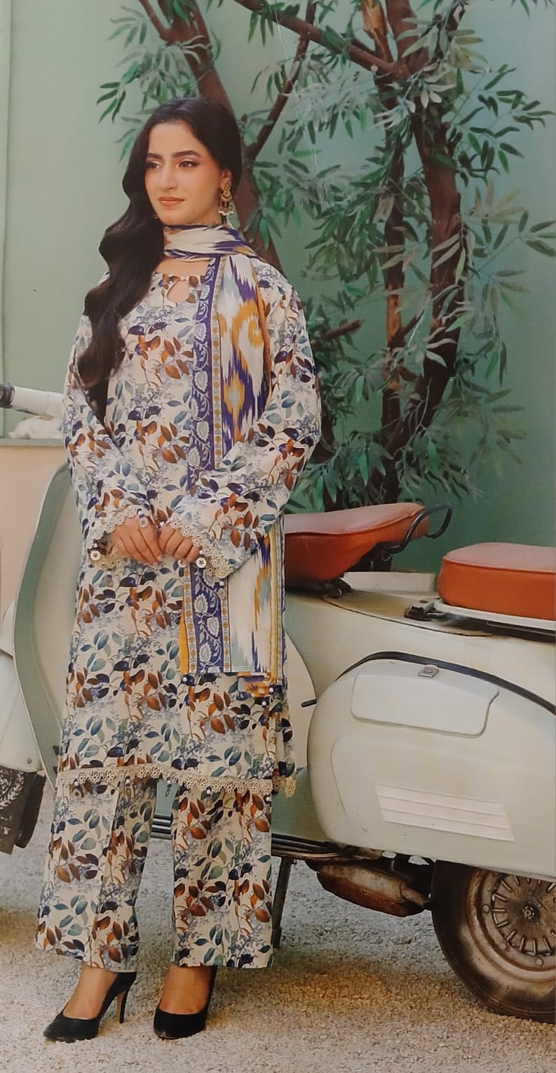 Premium Lawn 3 Piece Digital Printed Suit for Summer – All Over Print Shalwar Kameez with Matching Dupatta | Summer Collection 2026 | Aladeen Fabrics