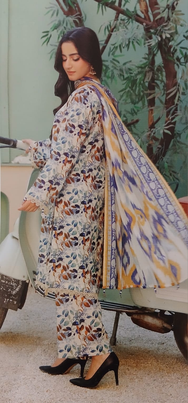Premium Lawn 3 Piece Digital Printed Suit for Summer – All Over Print Shalwar Kameez with Matching Dupatta | Summer Collection 2026 | Aladeen Fabrics