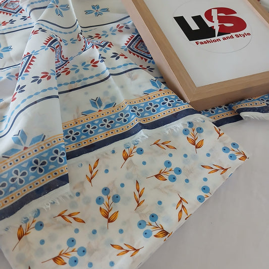 Bin Naeem Digital All Over Printed Lawn 3 Piece Suit – Unstitched Summer Collection with Voil Dupatta & Trouser