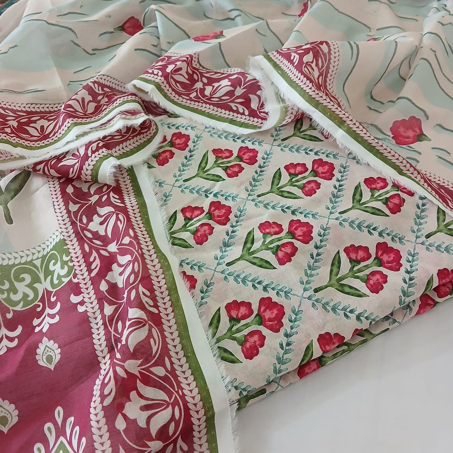 Bin Naeem Digital All Over Printed Lawn 3 Piece Suit – Unstitched Summer Collection with Voil Dupatta & Trouser