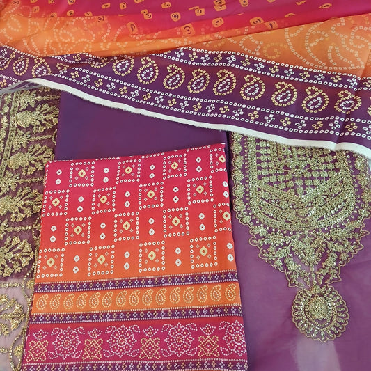 Motifz Chunri Digital Printed Lawn Suit – 3 Piece with Embroidered Neck & Daman Patch