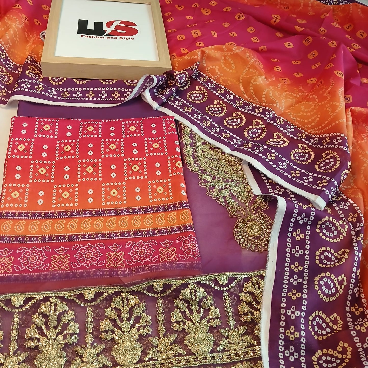 Motifz Chunri Digital Printed Lawn Suit – 3 Piece with Embroidered Neck & Daman Patch