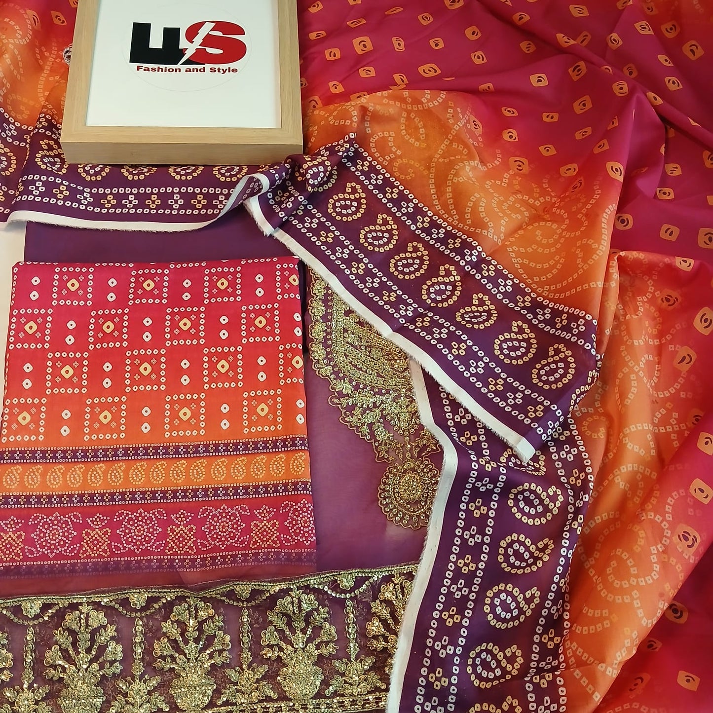 Motifz Chunri Digital Printed Lawn Suit – 3 Piece with Embroidered Neck & Daman Patch