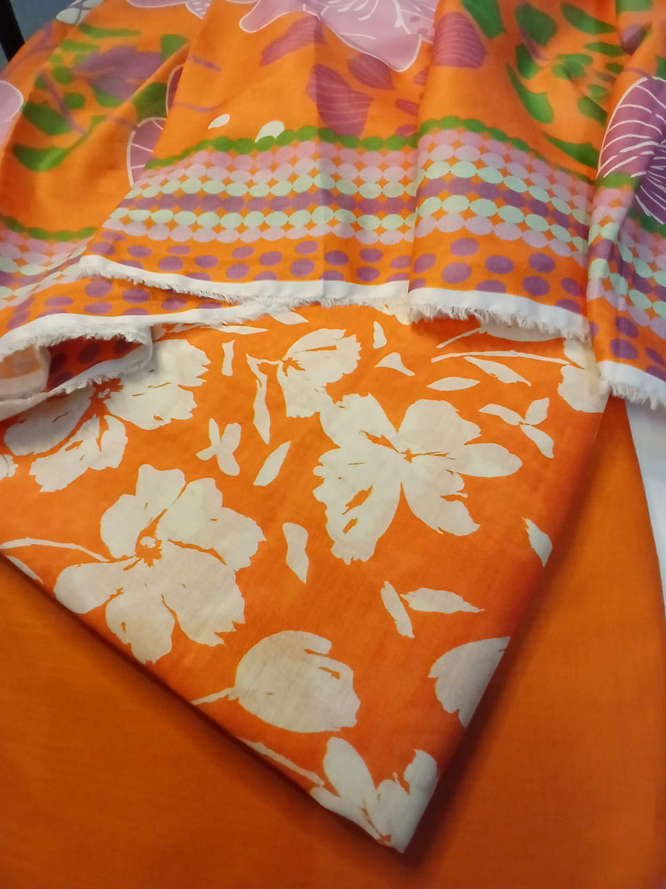 orange lawn suit dupatta floral design lightweight summer fabric