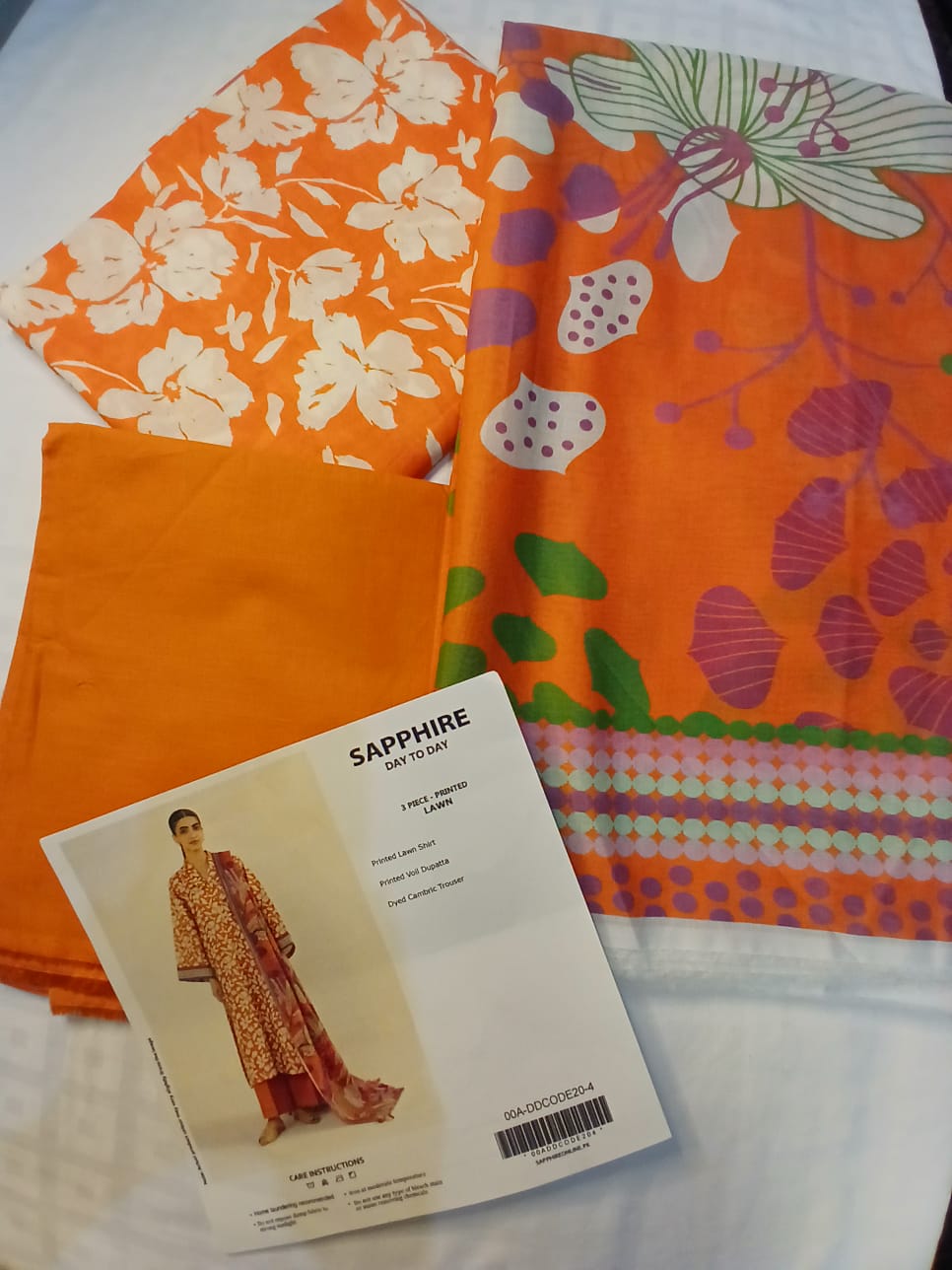 sapphire orange lawn shirt floral print fabric detail