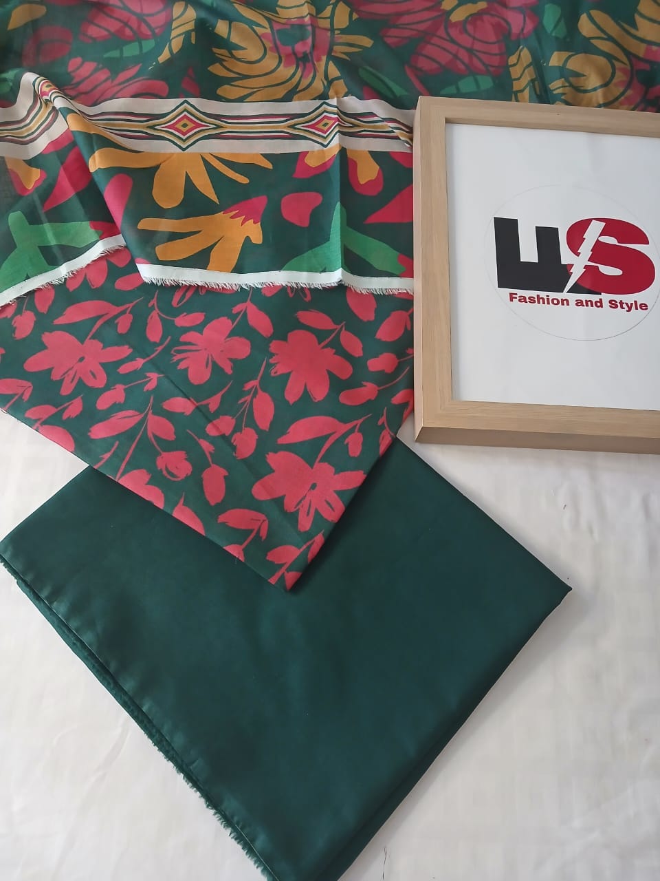 sapphire green lawn shirt pink yellow floral print fabric detail