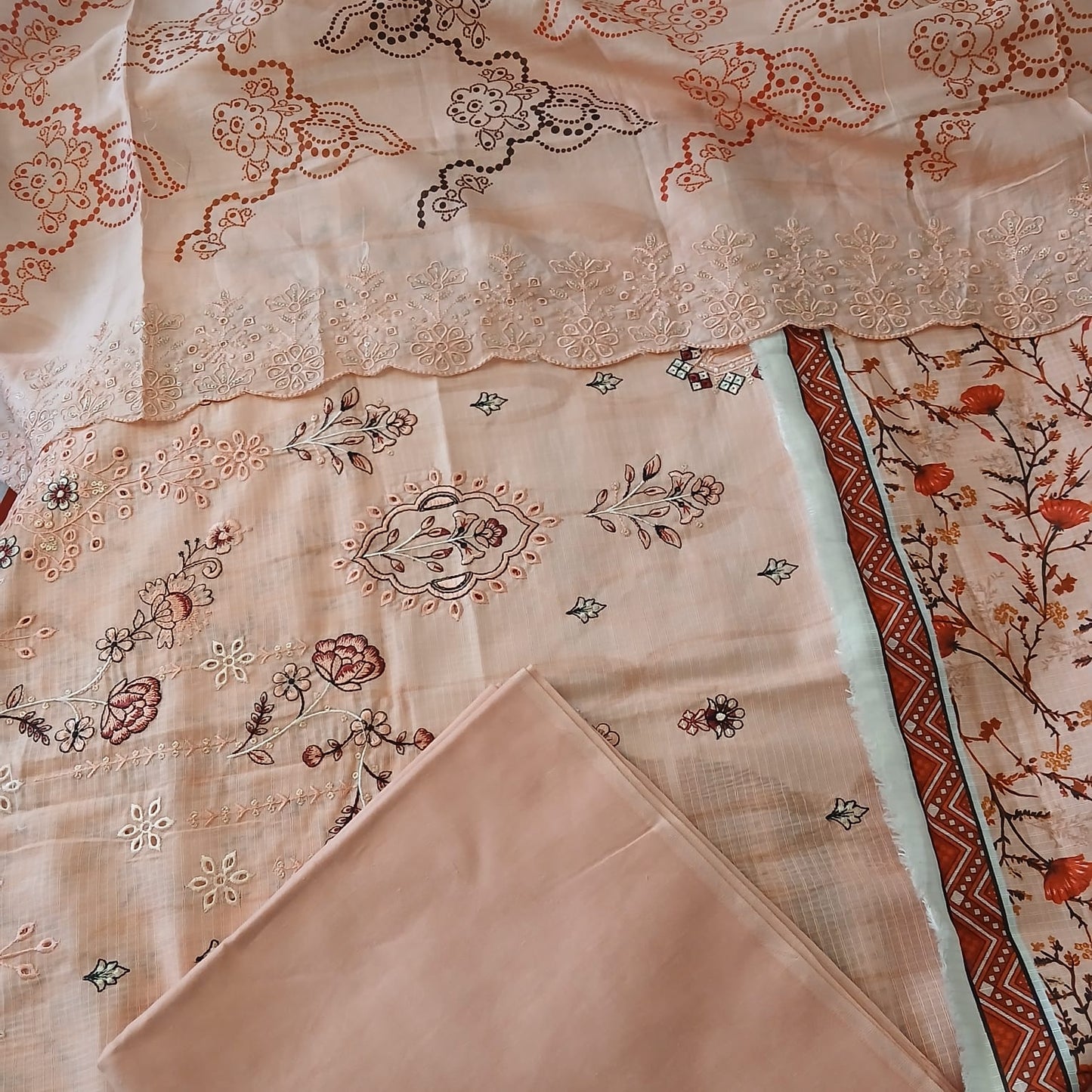 lightweight breathable doria lawn fabric texture in peach color