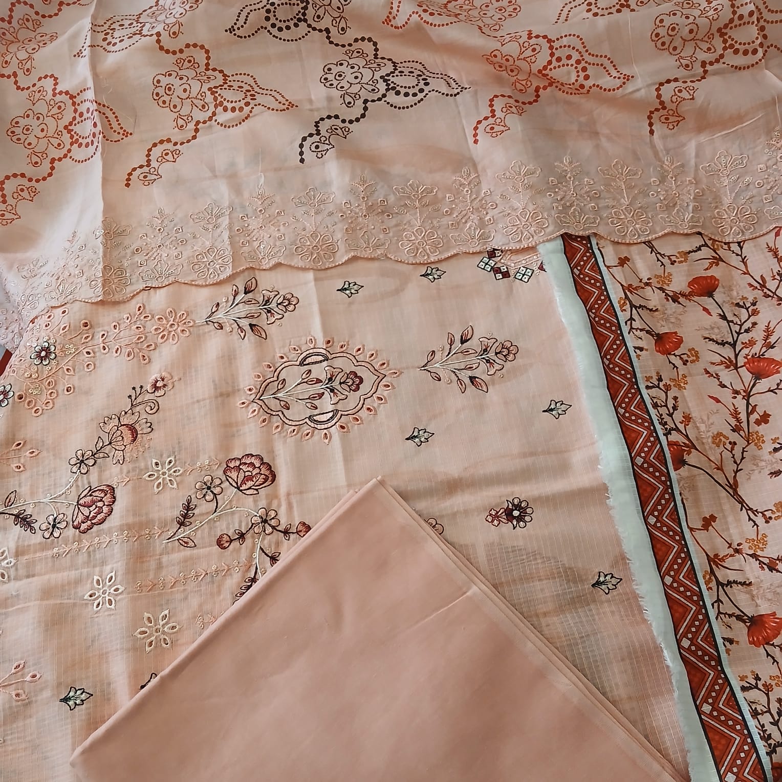 lightweight breathable doria lawn fabric texture in peach color