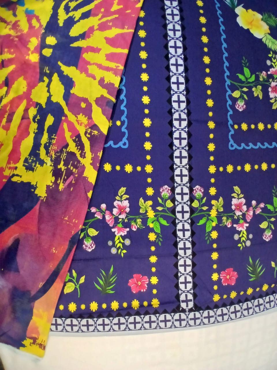 motifz zohra blue multi color 3 piece lawn suit full unstitched set